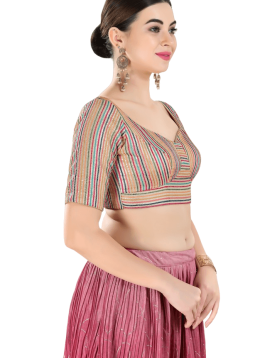 Multi Color Sequin Work Sweetheart Neckline Blouse