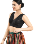 Sequin Work Sleeveless Fancy Blouse In Black 