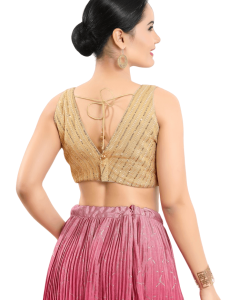 Sequin Work Sleeveless Fancy Blouse In Gold 