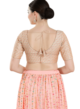 Off White Art Silk V Neck Blouse 