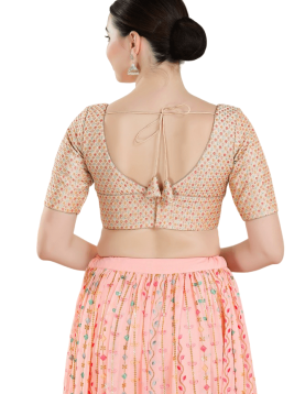 Off White Art Silk V Neck Blouse 