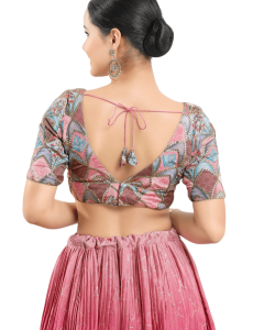 Embroidery Work Fancy Blouse In Peach 