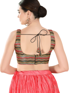 Black-Multi Silk Thread And Sequin Work Sleeveless Blouse