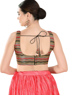 Black-Multi Silk Thread And Sequin Work Sleeveless Blouse