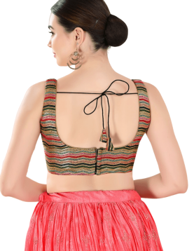 Black-Multi Silk Thread And Sequin Work Sleeveless Blouse