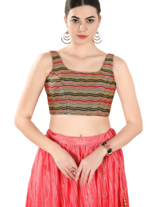 Black-Multi Silk Thread And Sequin Work Sleeveless Blouse