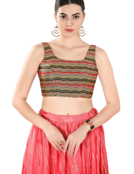 Black-Multi Silk Thread And Sequin Work Sleeveless Blouse