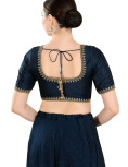 Navy Blue Mulberry Silk Blouse