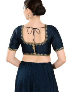 Navy Blue Mulberry Silk Blouse