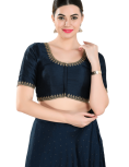 Navy Blue Mulberry Silk Blouse