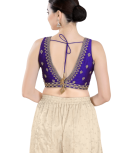 Brinjal Mulberry Silk Flora Embroidered Sleeveless Blouse