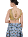 Gold Art Silk Embroidery V Neck Blouse