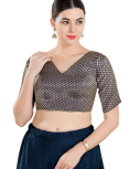 Brocade V Neck In Navy Blue