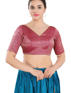 Brocade V Neck In Pink 