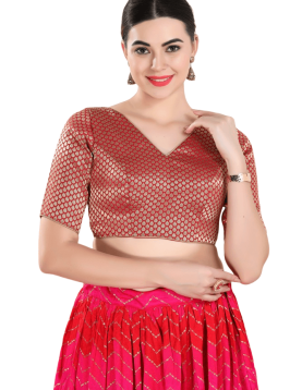 Brocade V Neck In Red 