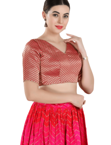 Brocade V Neck In Red 