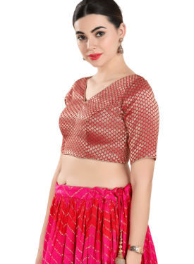 Brocade V Neck In Red 
