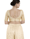 Gold Art Silk V Neck Blouse 
