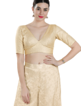 Gold Art Silk V Neck Blouse 