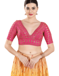 Pink Art Silk Floral Embroidered Blouse
