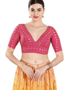 Pink Art Silk Floral Embroidered Blouse