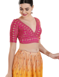 Pink Art Silk Floral Embroidered Blouse