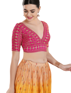 Pink Art Silk Floral Embroidered Blouse