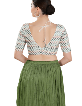 Off White Mirror Work &amp; Sequin Blouse