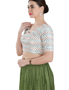 Off White Mirror Work & Sequin Blouse