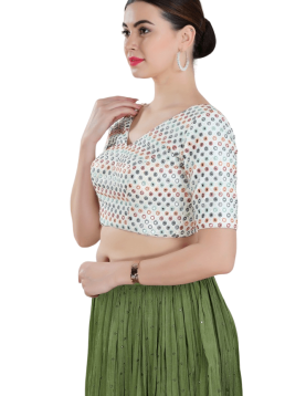 Off White Mirror Work &amp; Sequin Blouse