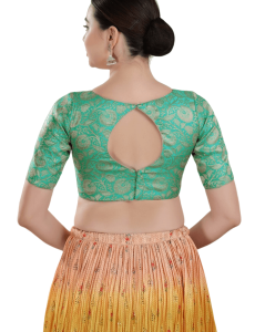 Sky Blue Brocade Printed Blouse 