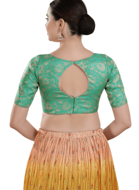 Sky Blue Brocade Printed Blouse 