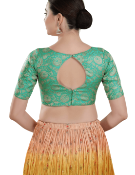 Sky Blue Brocade Printed Blouse 