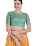 Sky Blue Brocade Printed Blouse 