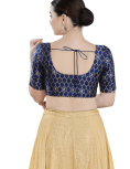 Navy Blue Brocade Printed Blouse 