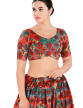 Multi Color Brocade Flower Print And Sequin Work Blouse