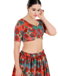 Multi Color Brocade Flower Print And Sequin Work Blouse