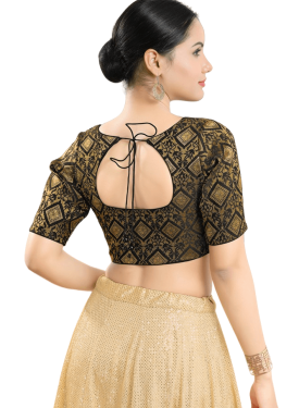  Black Brocade Printed Blouse 
