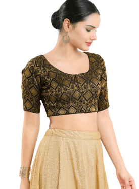  Black Brocade Printed Blouse 