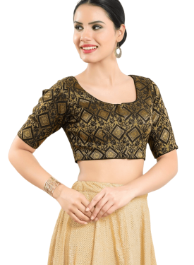  Black Brocade Printed Blouse 