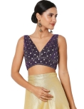 Brinjal Velvet Sleeveless Blouse