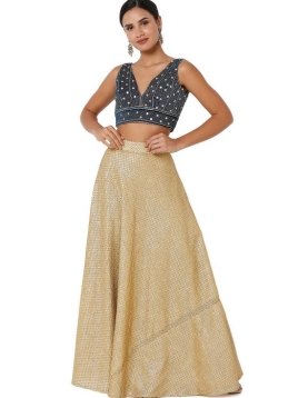 Fire Blue Velvet Sleeveless Blouse