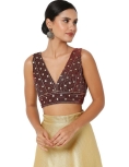 Maroon Velvet Sleeveless Blouse