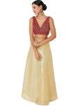 Red Velvet Sleeveless Blouse