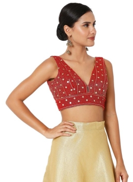 Red Velvet Sleeveless Blouse