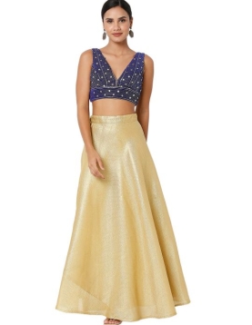 Royal Blue Velvet Sleeveless Blouse