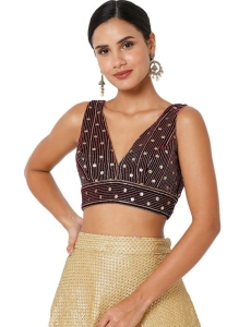 Wine Velvet Sleeveless Blouse
