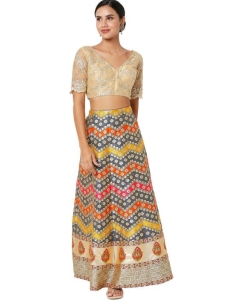 Gold Net Floral Embroidered Blouse