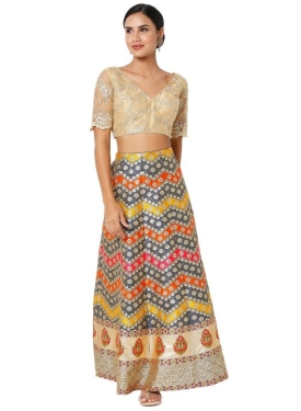 Gold Net Floral Embroidered Blouse