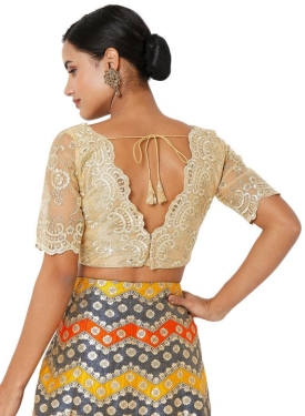 Gold Net Floral Embroidered Blouse